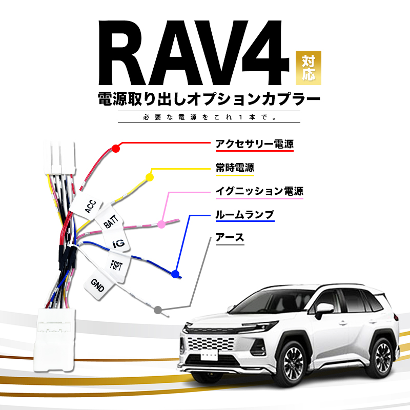 TOYOTA 新型 RAV4 60系 AXAN64 対応 電源取り出しオプションカプラー（R7年12月～） I字タップ付属 分岐型