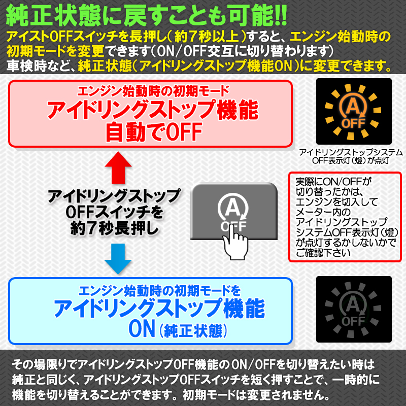 ダイハツ・ムーブキャンバス対応_アイドリングストップキャンセラー_機能切り替え