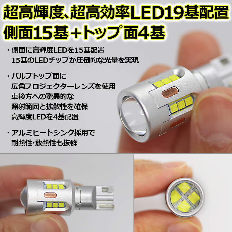 T15/T16_Led_バックランプ2個品質CSPチップ19連_3000ルーメン_無極性_before・after