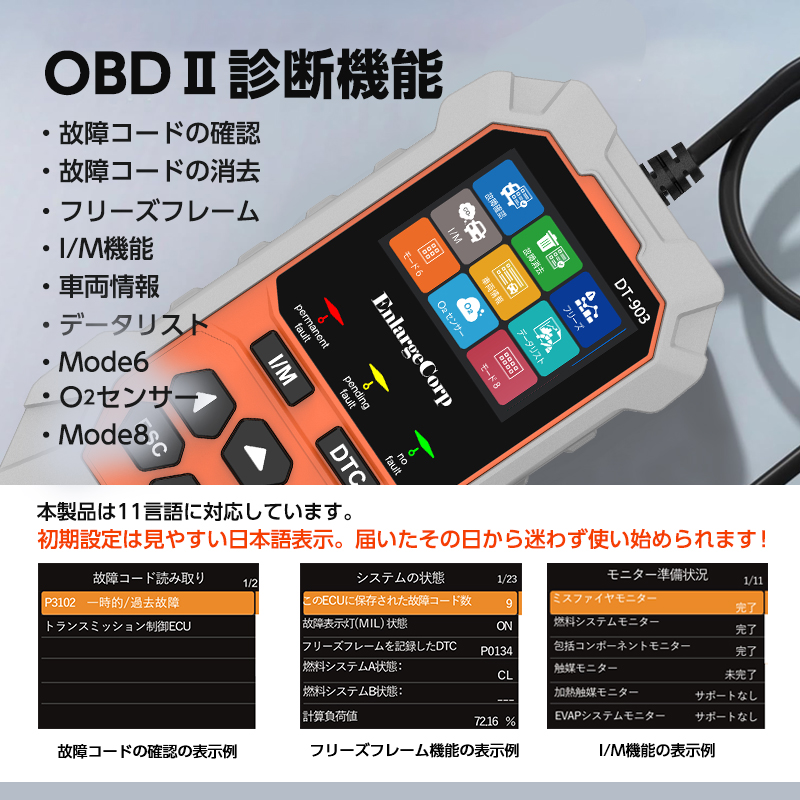 レクサス全車対応｜故障コード読み取り・消去｜排ガスチェック・ライブデータ取得＿ OBD + 全システム 診断ツール_OBD2機能説明画像