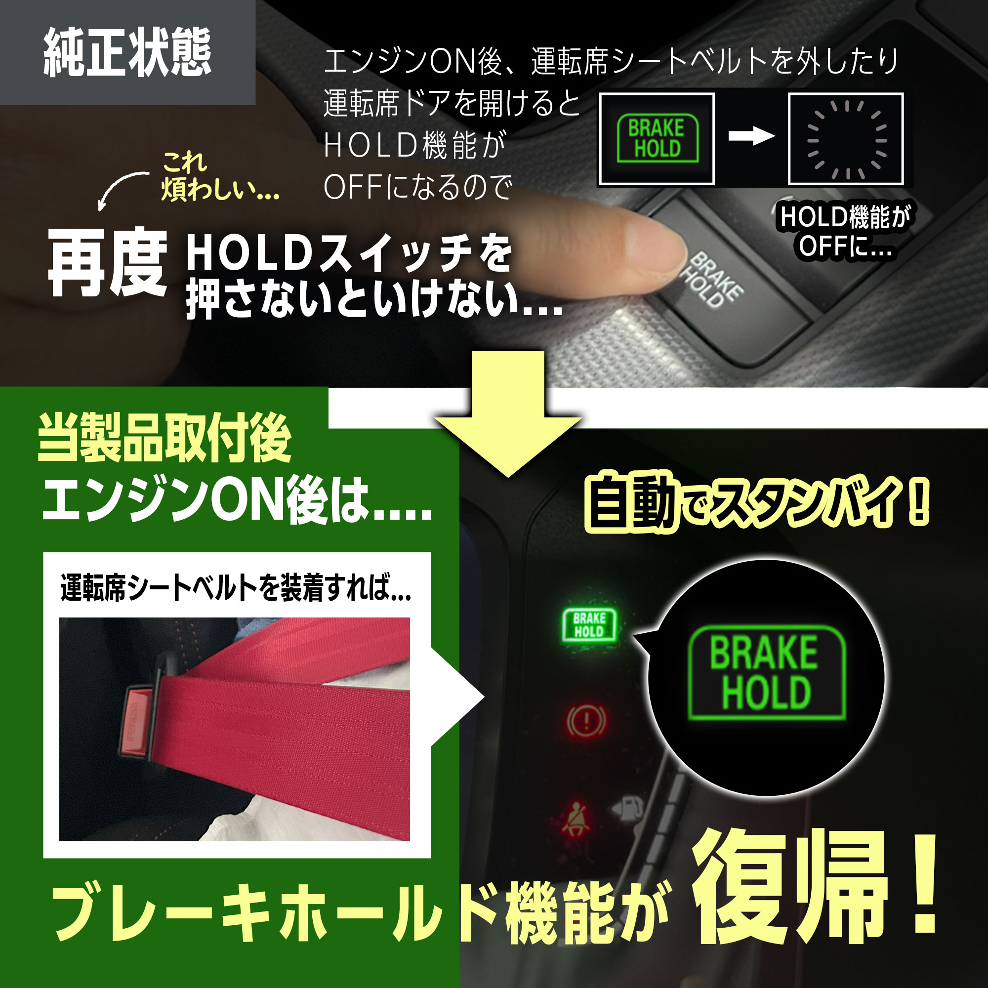 HONDA CIVIC TYPE-R MT車 (R7年1月~) ワイヤレス充電器非搭載車 対応 オート ブレーキホールド キット