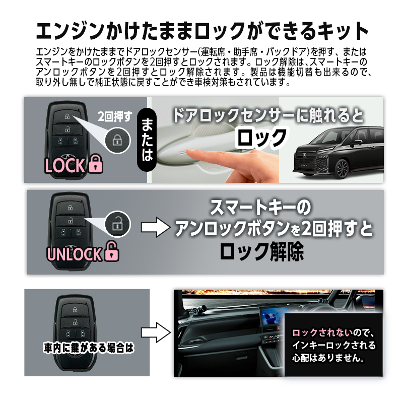 ヴォクシー90系 対応　TVナビキャンセラー｜車速連動オートドアロックキット｜オートブレーキホルドキット｜エンジンかけたままロックができるキット モニター募集画像