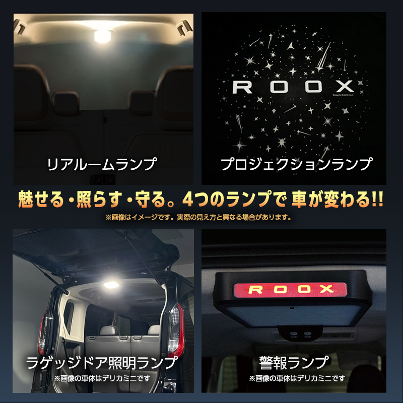 NISSAN ROOX ルークス  BB1A / BB5A・ BB2A / BB6A （R7年9月～）専用 ラゲッジドア 照明 ランプ & リアルーム ランプ & プロジェクション ランプ & 警報ランプ キット_搭載ランプ紹介画像