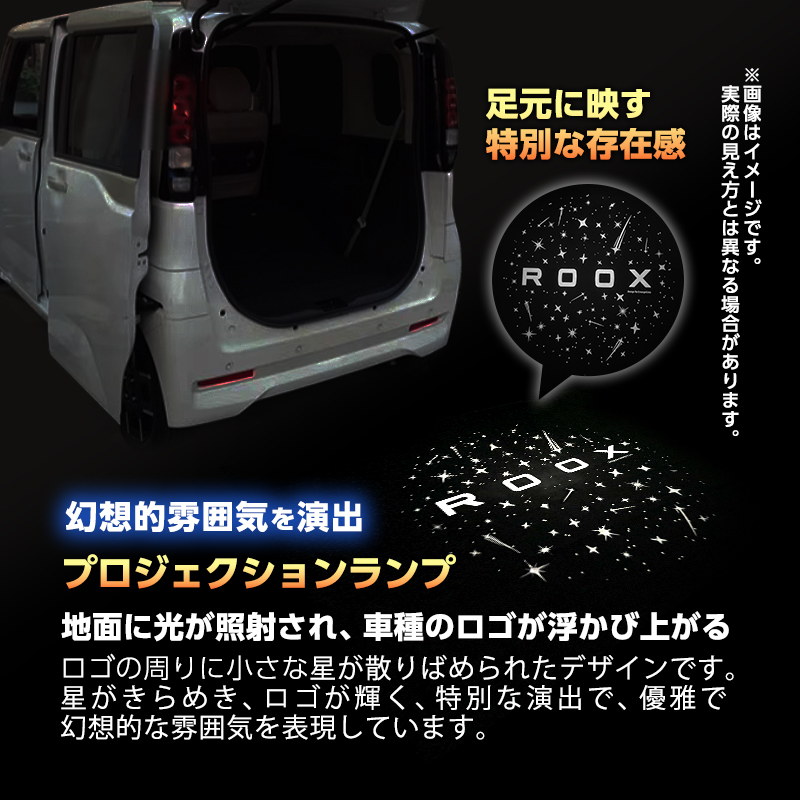NISSAN ROOX ルークス  BB1A / BB5A・ BB2A / BB6A （R7年9月～）専用 ラゲッジドア 照明 ランプ & リアルーム ランプ & プロジェクション ランプ & 警報ランプ キット_プロジェクションランプ動画
