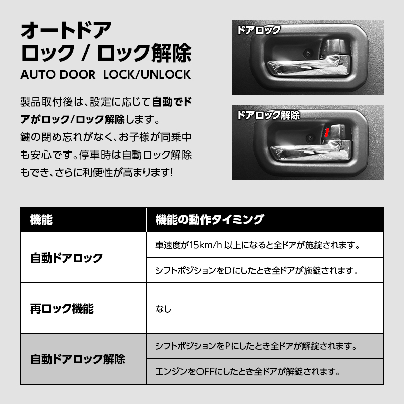 ジムニーシエラ ノマド 車速連動オートドアロック 機能説明
