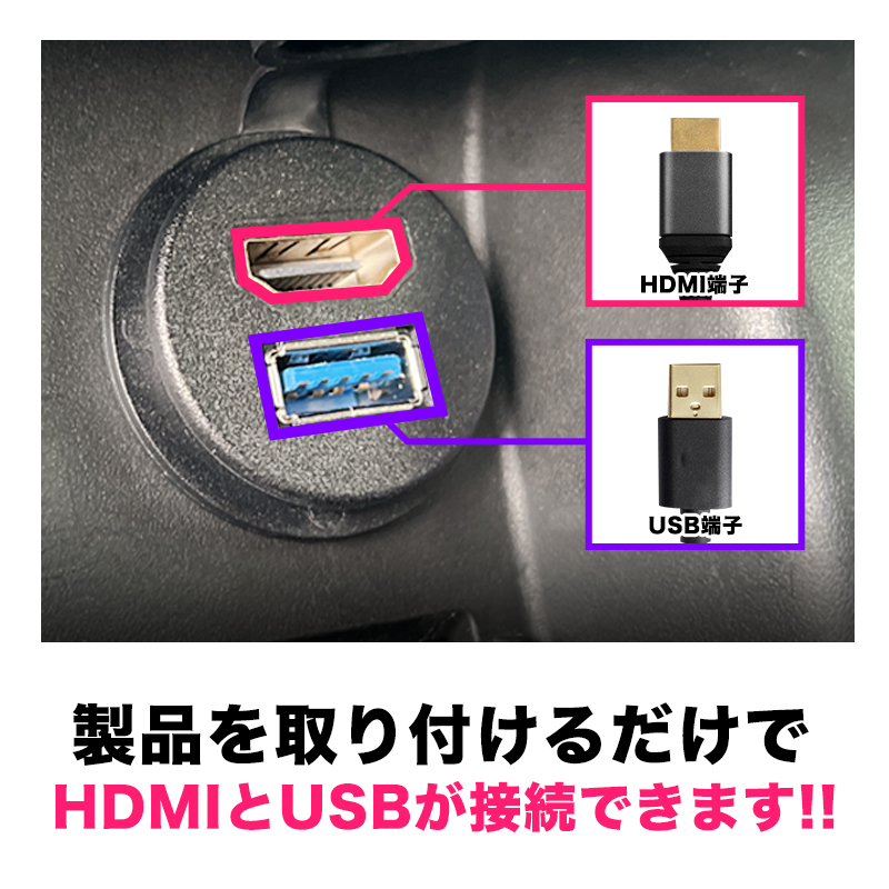 スズキ スペーシア スペーシアカスタム スペーシアギア MK94S/MK54S 専用 USB + HDMI ケーブルソケットセット_説明画像