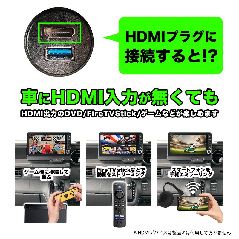 SUZUKI車 汎用 USB + HDMI ケーブルソケットセット_HDMI説明画像