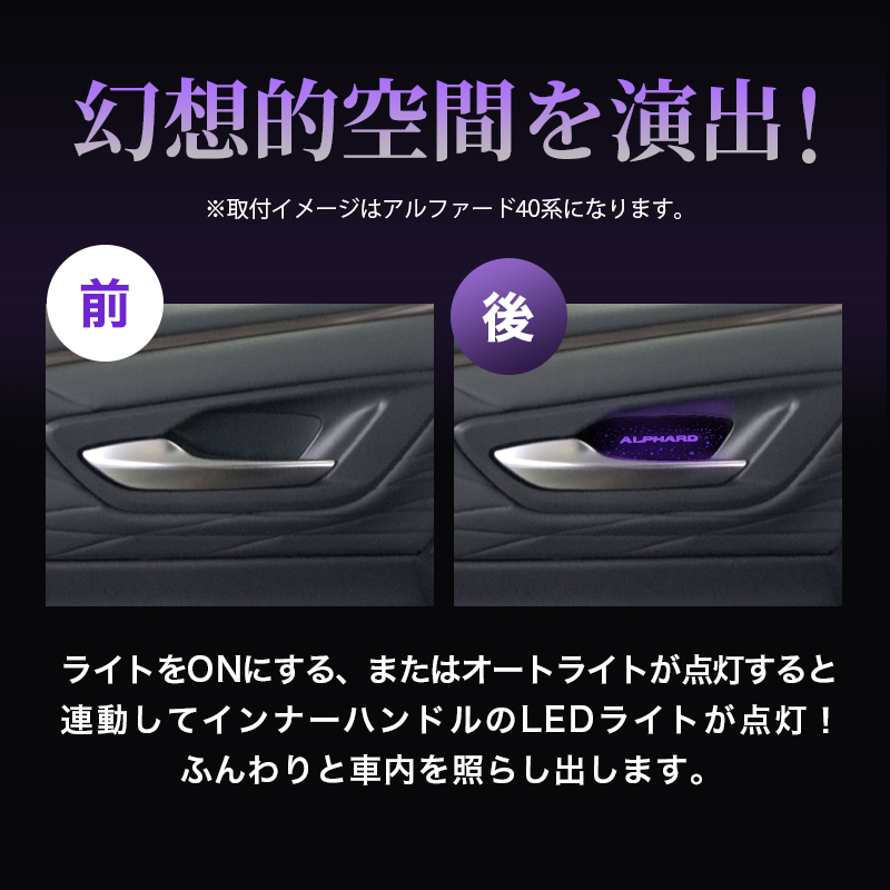 TOYOTA アルフォード・ヴェルファイア 40系対応 インナードアハンドルイルミネーションLEDランプ_カラーイメージ画像