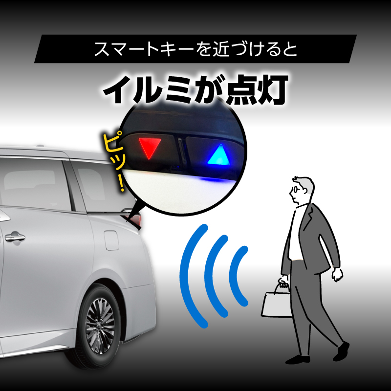 TOYOTA アルファード ヴェルファイア 40系 専用 LEDリアゲートスイッチ_近づくとイルミが点灯