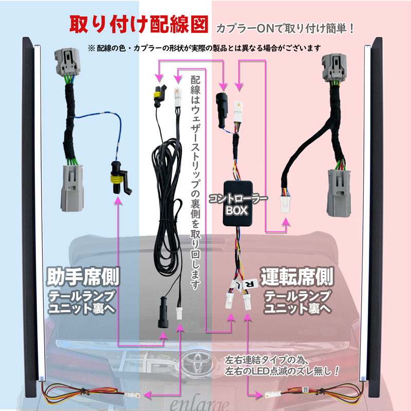 アルファード・ヴェルファイア30系専用スライドドアレールLEDレールイルミネーションキット_取り付け配線図