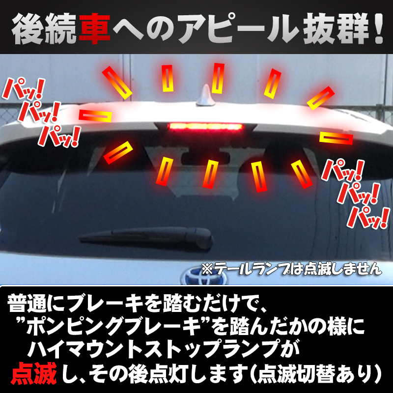 トヨタ アクアMXPK系　ハイマウントストップランプ点滅キット_後続車両への被視認性の確率