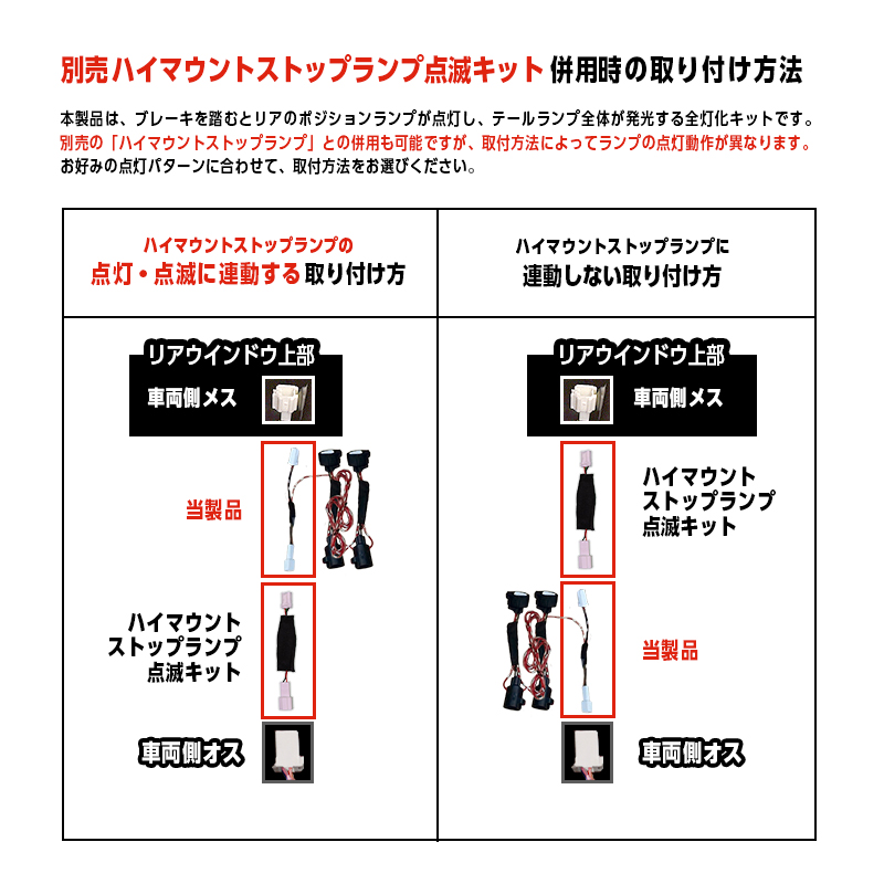 TOYOTA カローラクロス GRスポーツ ZVG13 ZVG16 MXGA10  MXGH15 全グレード 対応  ブレーキランプ 全灯化 キット_ハイマウントストップランプと併用する場合の説明画像