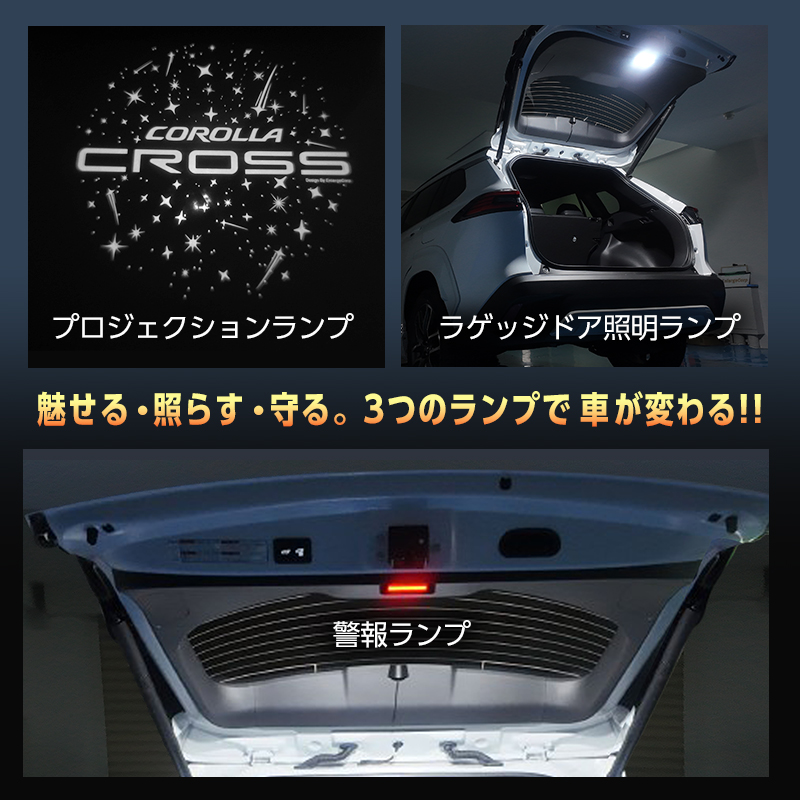 TOYOTA カローラクロス ラゲッジドア照明ランプ＆プロジェクションランプ＆警報ランプキット_搭載ランプ紹介画像