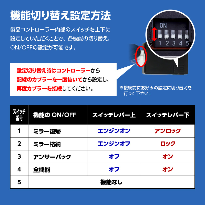 ハイエース200系9型 専用ミラー格納キット｜ドアロック連動 自動格納｜スマートキー連動｜カプラーオン簡単取付｜オートリトラクタ