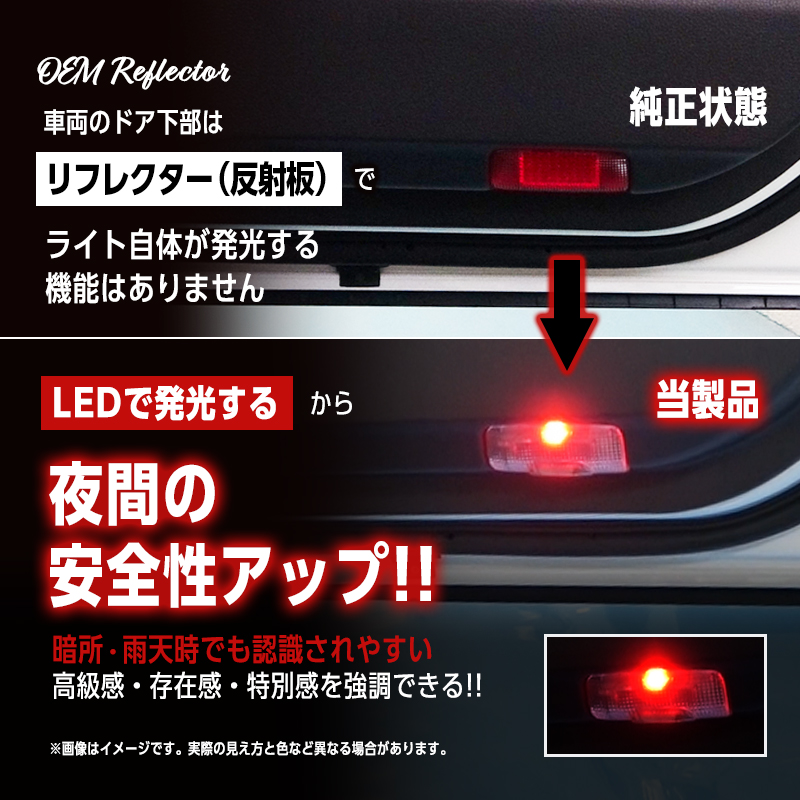 TOYOTA LAND CRUISER FJ ランドクルーザー FJ対応 高輝度 LED カーテシランプ ロゴ プロジェクションライト+ 警告灯ライト 2個セット_純正との比較説明画像
