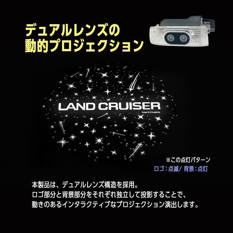 TOYOTA LAND CRUISER FJ ランドクルーザー FJ対応 高輝度 LED カーテシランプ ロゴ プロジェクションライト+ 警告灯ライト 2個セット_プロジェクションライトの動画