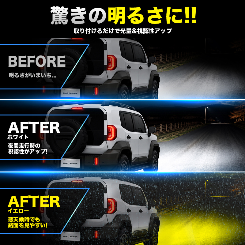 TOYOTA ランドクルーザー FJ 対応 LEDフォグランプ ビフォーアフター