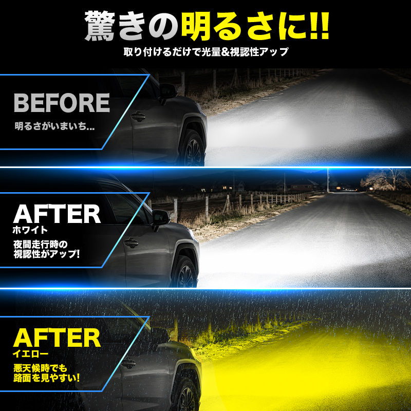 TOYOTA 新型 RAV4 60系  R7年12月～ 対応 LEDフォグランプ ビフォーアフター